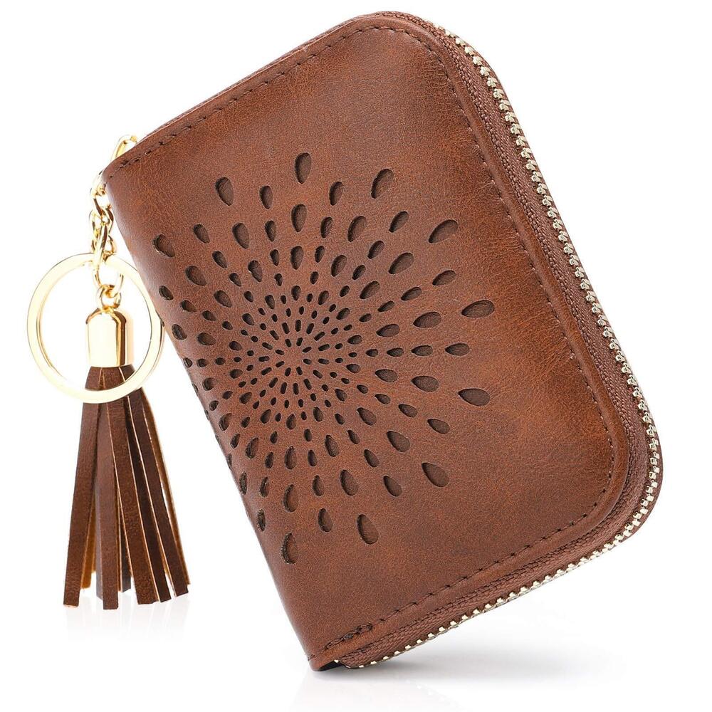 7340 RFID Credit Card Holder Zipper Card Case Keychain Small Wallet 1927